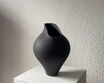 Abstract Black Ceramic Vase: Art Deco Vase, Modern Interior Decor