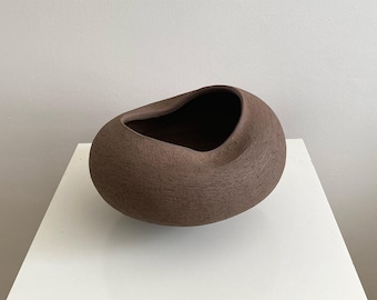 Brown Ceramic Vase, Handmade Organic Nordic Home Decor