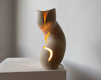 Sculptural Ceramic Table Lamp, Handmade Organic Lighting