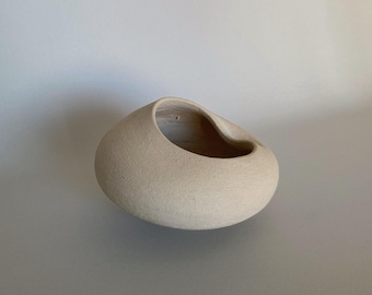Beige Stoneware Ceramic Vase, Soft Nordic Minimal Decor