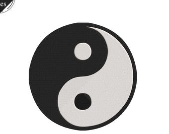 Yin Yang Symbol Embroidery Design: Silhouette in 7 Sizes (Instant Download)