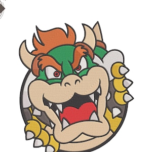 Wzór haftu maszynowego „Bowser Face” – 7 ROZMIARÓW DO NATYCHMIASTOWEGO POBRANIA