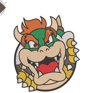 Disegno per ricamo a macchina del volto di Bowser - 7 TAGLIE - DOWNLOAD IMMEDIATO