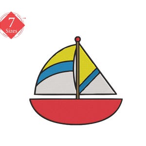Mini boat embroidery design 7 SIZES - nautical embroidery design, sailing embroidery kids boat embroidery design
