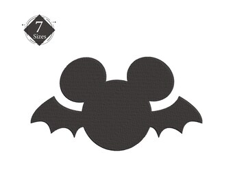 Mickey Bat Halloween Embroidery Design: 7 Sizes (Instant Download)