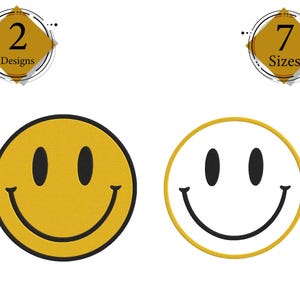 Smiley Embroidery Design, Machine Embroidery Design, 7 Sizes instant Download