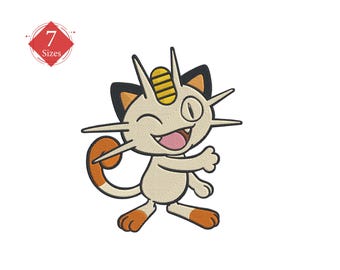 Meowth Machine Embroidery Design 7 Sizes Instant Download