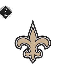 May include: A black and gold fleur-de-lis design. The fleur-de-lis is a stylized lily flower.