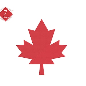 Kanada Maple Leaf Stickdatei, Füllstich Stickmuster, Ahornblatt Stickmuster, Instant Download, 7 Größen