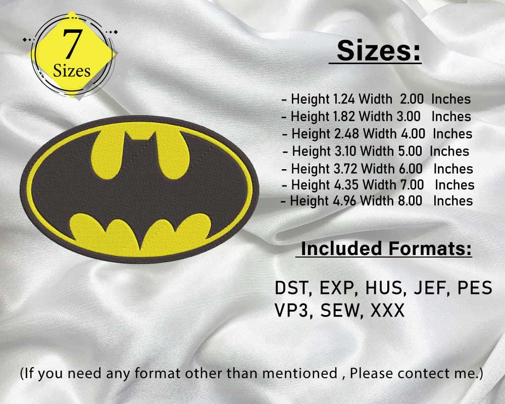 スーパーヒーローページ スーパーヒーローロゴ刺繍デザイン、7サイズ（即時ダウンロード