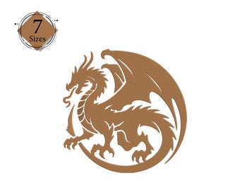 Chinese Dragon Machine Embroidery Design: 7 Sizes (Instant Download)