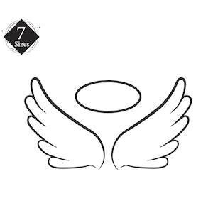 Angel Wings Embroidery, Machine Embroidery Design, Instant download embroidery file, 7 sizes