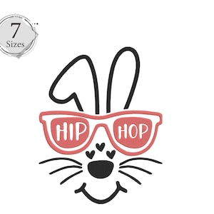 Bunny Face machine embroidery design, Easter Embroidery Face, Bunny Embroidery Design ,rabbit face, doll face design 7 sizes