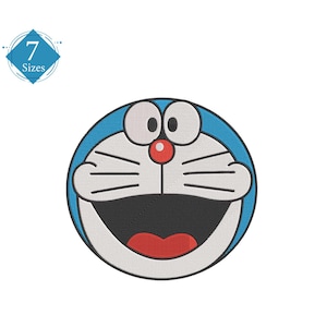 May include: A round, blue cartoon character with a white face, large eyes, and a red nose. The character has a wide, open mouth with a red tongue. The image includes the text "7 Sizes" in a blue diamond shape.