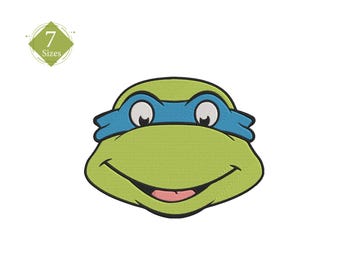 Turtle Face Embroidery Design: Character Inspired Masks - 7 Sizes (Digital Download)
