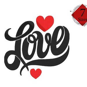 Love machine embroidery design - Valentine&#39;s Day embroidery files - 7 sizes - Instant download