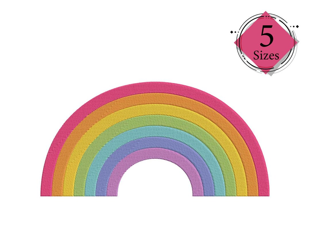 Rainbow Machine Embroidery Design: Seven Sizes (instant Download) - Etsy
