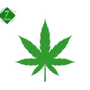 Mini Cannabis Leaf Embroidery Design - 7 Sizes (Instant Download)