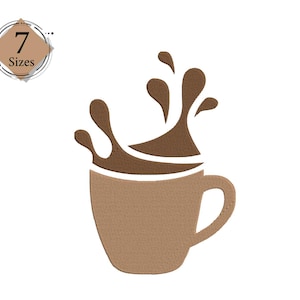 Cup of coffee embroidery embroidery design files 7 sizes instant download