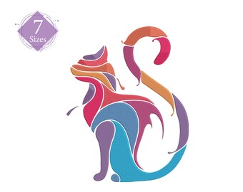 Mini Cat Machine Embroidery Design Set-7 sizes-Instant download