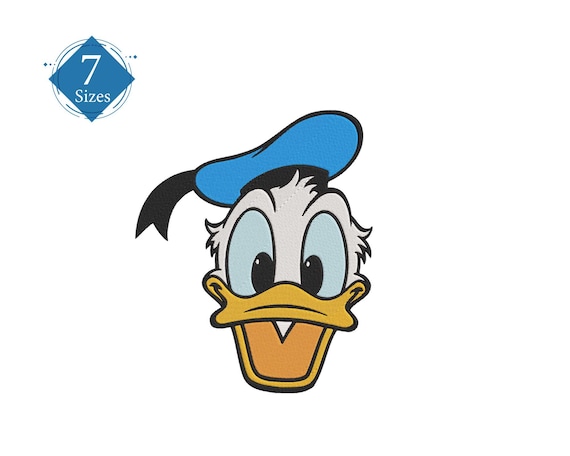 Happy Donald Duck Embroidery Design: 5x4, 6x7 Hoop (instant