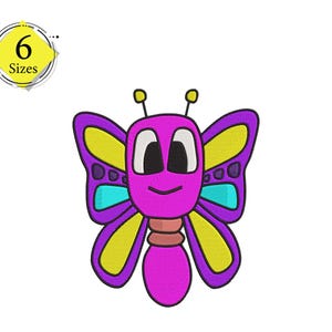 Smiling Butterfly Embroidery Design: 6 Sizes (Instant Download)
