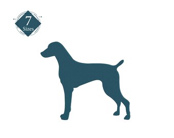 Desenho de bordado de silhueta de cachorro Labrador: 7 tamanhos (download instantâneo)