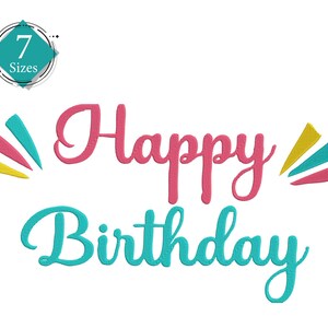Happy Birthday Stickdatei Maschinenstickerei: 7 Größen (Digitaler Download)