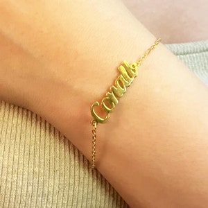 Pulsera con nombre personalizado, pulsera con nombre escrito a mano, pulsera con nombre minimalista personalizado, regalo de San Valentín, pulsera para mamá