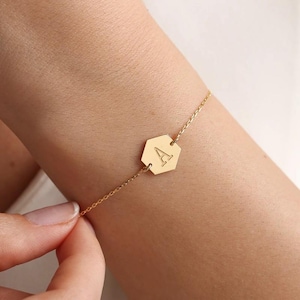 Pulsera de letras personalizada, Pulsera de letras, Pulsera chapada en oro de 14 quilates, Regalo del día de la madre, Regalo del día del padre, Regalo para amante