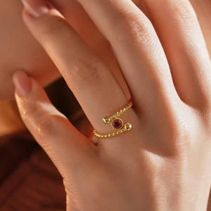 Gepersonaliseerde geboortesteenring: sterlingzilveren verstelbare band, eid-cadeau, Valentijnsdagcadeau