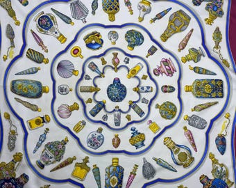 Vintage 90's  Hermes silk scarf "Qu importe le flacon " -100% silk -Made in France 1990's