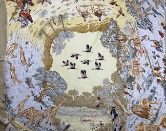 Vintage 90's  Hermes silk scarf "Africa  " -100% silk -Made in France 1990's