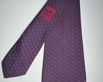 Vintage 90's  Hermes silk Neck tie ///7064 TA  ///-100% silk -Made in France 1990's