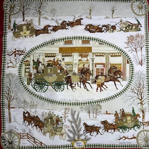 HERMES馬車デザイン シルク風スカーフ 約90cm 90s hermes scarf - Etsy 日本