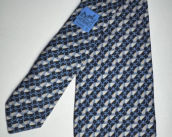Vintage 90's  Hermes silk Neck tie ///7112 FA  ///-100% silk -Made in France 1990's