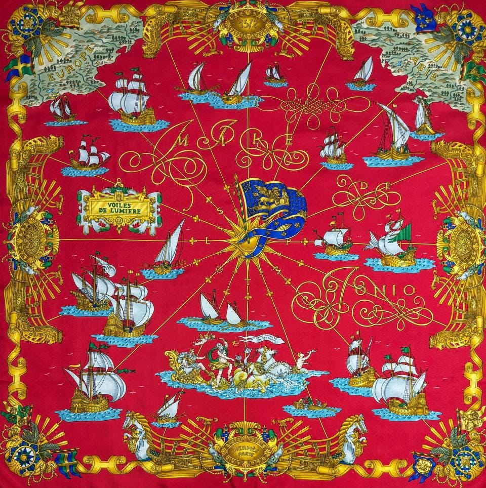 Vintage 90's Hermes Silk Scarf 