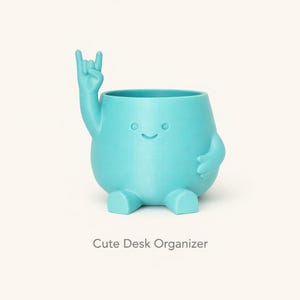 3D Printed Desk Organizer, Kawaii Pen Holder, Mini Planter Pot, Office Decor