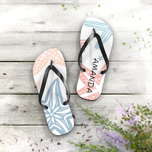 Personalized Beach Flip Flops: Custom Summer Sandals, Vacation Footwear