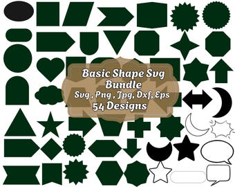 Paquete SVG de formas geométricas básicas: etiquetas, rótulos y pancartas (descarga digital)