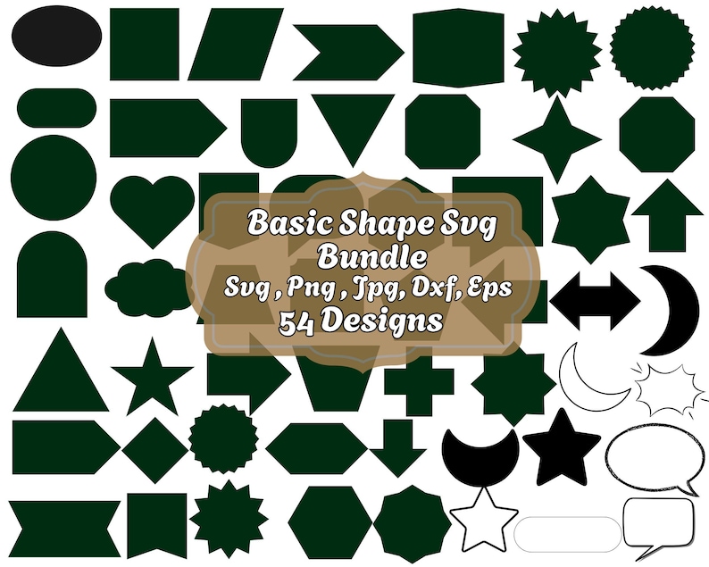 Basic Geometric Shape SVG Bundle: Tag, Label, Banner Clipart (digital ...