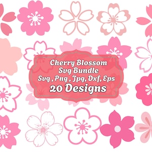 Cherry Blossom Svg, Cherry Blossom Png, Sakura Blossom Svg, Cherry Flower Svg, Pink Flowers Svg,Cherry Branch Png,Botanica Png,Sakura Flower