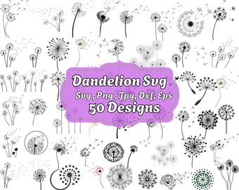 Löwenzahn SVG-Bundle: Blowing Silhouette, Blumenherz (Digitaler Download)