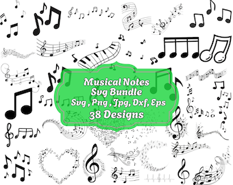 Musiknoter SVG-paket: Clipart-klippfiler (digital nedladdning)