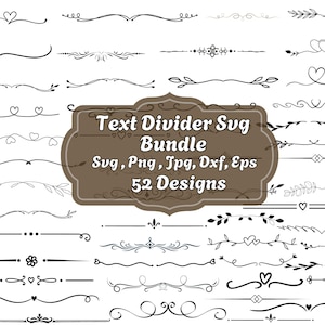 DIVISORES DE TEXTO SVG, Divisores de Texto para Cricut, Clipart de Divisores de Texto, Flores Svg, Elementos Decorativos Svg, Divisores de Texto de Casamento Svg