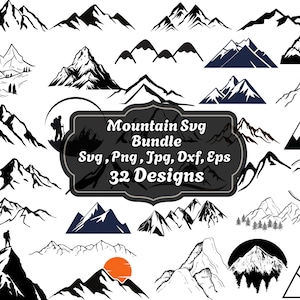 Mountains Svg bundle, Mountain Svg Hand Drawn, Forest Tree Svg, Outdoors Adventure Svg, Landscape Svg, Svg For Cricut, Silhouette
