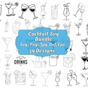 Cocktail SVG Bundle, Cocktail vector, Cocktail cut files, Cocktails for Cricut, Drinks svg, Cocktail Clipart, Shot Glass Svg,