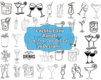 Cocktail SVG Bundle: Drinks Clipart, Shot Glass Vector (Digital Files)