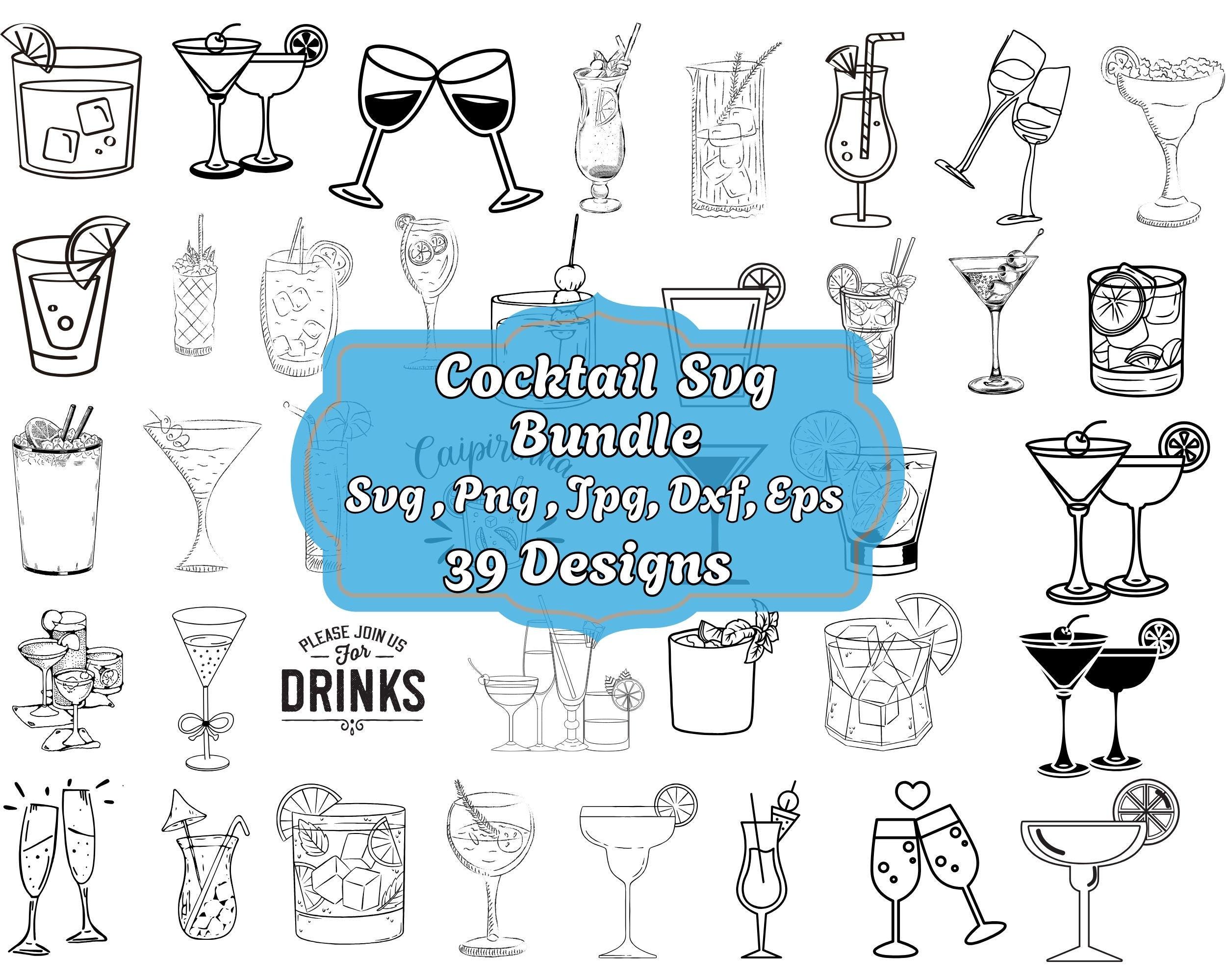 Cocktail SVG Bundle: Drinks Clipart, Shot Glass Vector (digital Files ...
