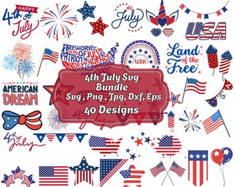 4. Juli SVG-Bundle, Feuerwerk Clipart (png, jpg, eps, dxf)